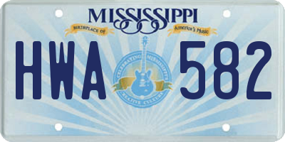 MS license plate HWA582