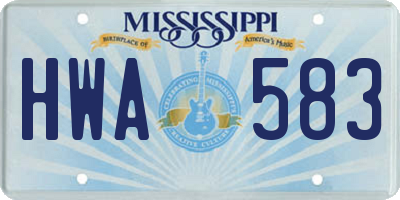 MS license plate HWA583
