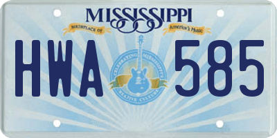 MS license plate HWA585