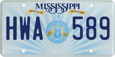 MS license plate HWA589
