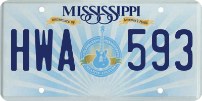 MS license plate HWA593