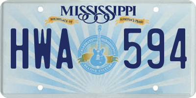 MS license plate HWA594