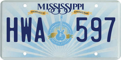 MS license plate HWA597