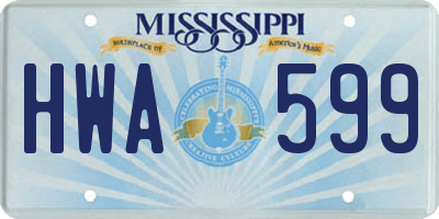 MS license plate HWA599