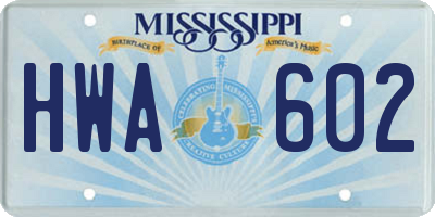 MS license plate HWA602