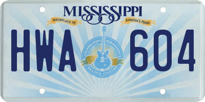 MS license plate HWA604