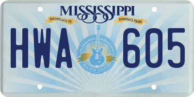 MS license plate HWA605
