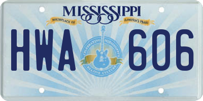 MS license plate HWA606