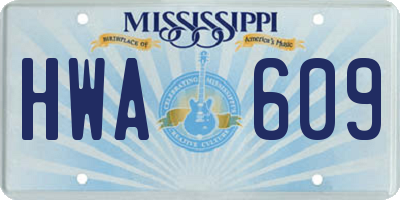 MS license plate HWA609