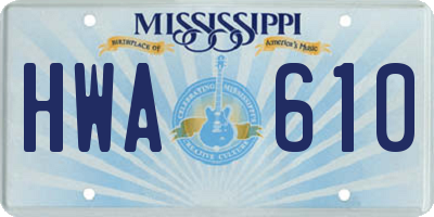 MS license plate HWA610