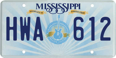 MS license plate HWA612