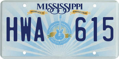 MS license plate HWA615