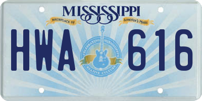 MS license plate HWA616