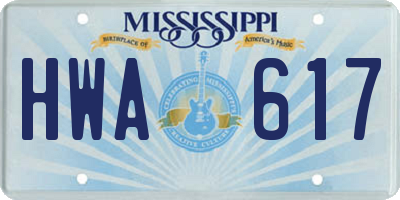 MS license plate HWA617