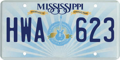 MS license plate HWA623