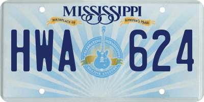 MS license plate HWA624