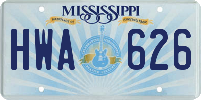 MS license plate HWA626