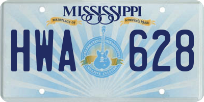 MS license plate HWA628
