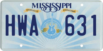 MS license plate HWA631