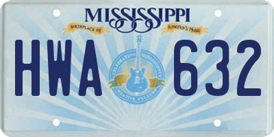 MS license plate HWA632
