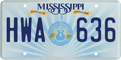 MS license plate HWA636