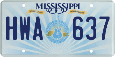 MS license plate HWA637