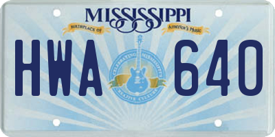 MS license plate HWA640