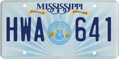 MS license plate HWA641