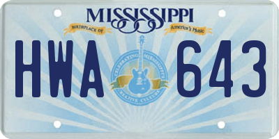 MS license plate HWA643