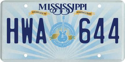 MS license plate HWA644