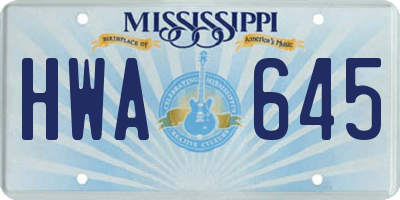 MS license plate HWA645