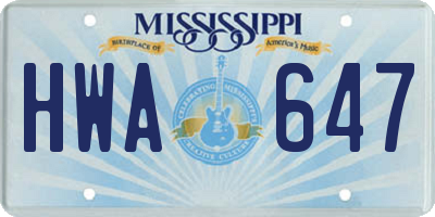 MS license plate HWA647