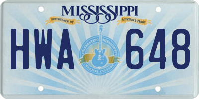 MS license plate HWA648