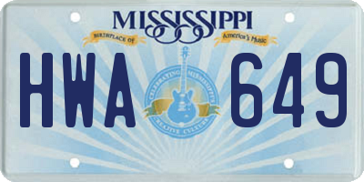 MS license plate HWA649
