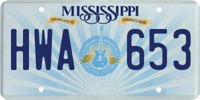 MS license plate HWA653
