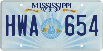 MS license plate HWA654
