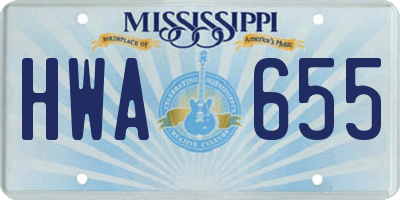 MS license plate HWA655