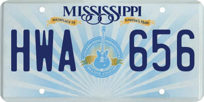 MS license plate HWA656