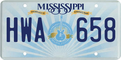 MS license plate HWA658