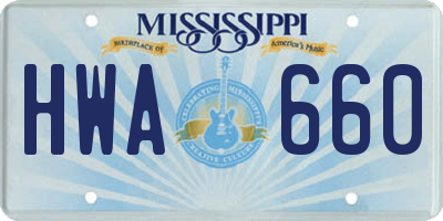 MS license plate HWA660