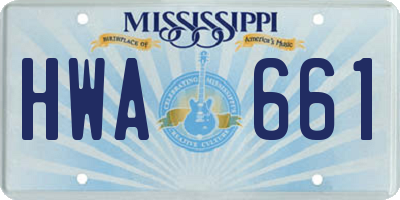 MS license plate HWA661