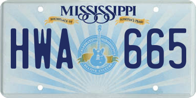 MS license plate HWA665