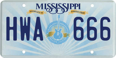 MS license plate HWA666