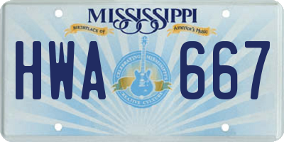 MS license plate HWA667
