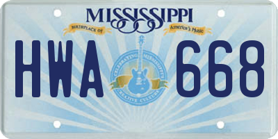 MS license plate HWA668