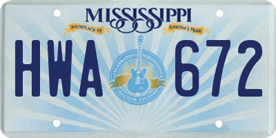 MS license plate HWA672