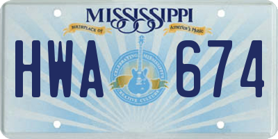 MS license plate HWA674