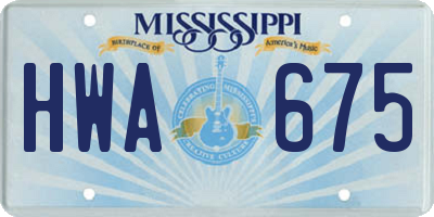 MS license plate HWA675