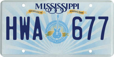 MS license plate HWA677