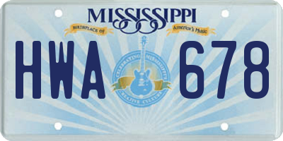MS license plate HWA678